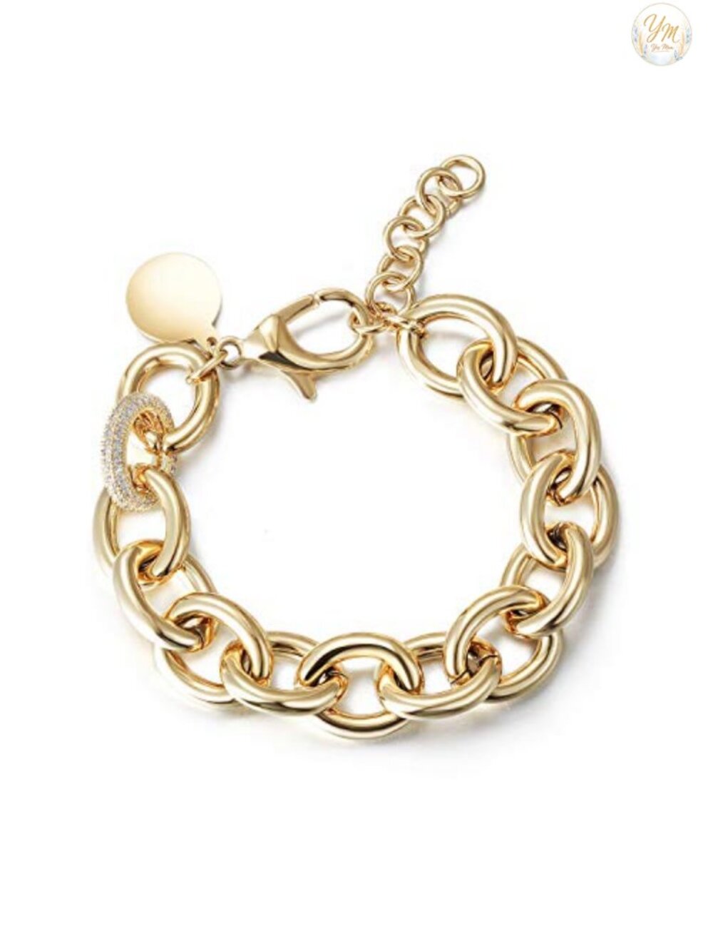 14K Gold Plated Link Chain Bracelet for Women Dainty Beaded Stackable Charm